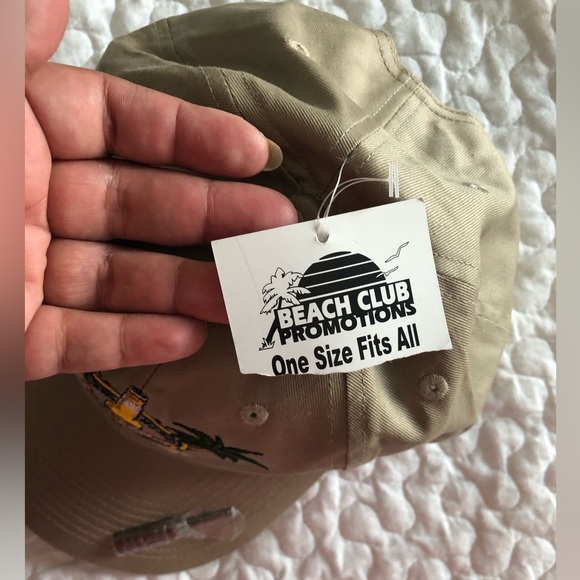 Beach Bum Bottle Opener Tan Baseball hat with beer bottle and palm tree - Picture 6 of 8